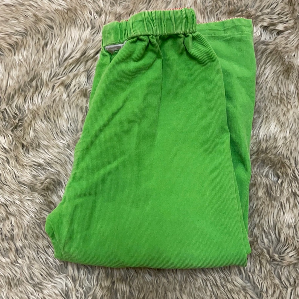 4T reversible unisex boy girl pants green corduroy and red gingham